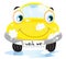 Car wash service - happy yellow automobile