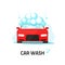 Car wash service vector illustration, auto washing with foam bubbles