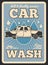 Car wash service vector retro poster