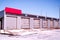 Car wash, street view. car wash, clean, brush. multiple gates in a row for more cars