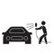 Car washing black vector concept icon. Car washing flat illustration, sign