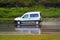 Car on wet road