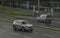 Car in wet streets in Pilsen city in west Bohemia