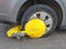 Car wheel blocked by wheel lock/clamp in Montreal, Canada