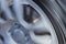 Car wheel and brake disc close up