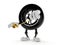 Car wheel character holding measuring tape