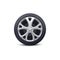 Car wheel with disk and rubber tire realistic vector illustration isolated.