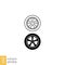 Car wheel icon symbol vector line and glyph icon. Flat and outline Tire, car rim