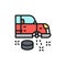 Car wheel replacement flat color line icon.