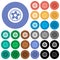 Car wheel round flat multi colored icons