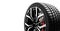 Car wheel with sleek black spokes and red caliper isolated