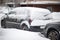 car wheel stalled in the snow