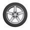 Car wheel. Tire. Black isolated wheel with a gray disc
