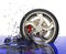 Car wheel with water splash