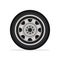 Car wheel. Wheel of the different vehicles: passenger cars, trucks, vans. Flat design style. Vector illustration.