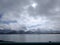 Car window view of a lake under an overcast sky, Pamir Highlands, Xinjiang, China