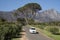 Car on the wine route around Stellenbosch Western Cape South Africa