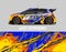 Car wrap decal designs. Abstract racing and sport background for racing livery or daily use car vinyl sticker.