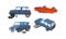 Car Wreckage or Car Accident with Transport Deformation and Turning Upside Down Vector Set