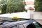 Car with yellow taxi roof