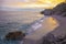 Carabeo beach at sunset, Nerja, Spain