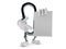 Carabiner character pointing finger on blank sheet of paper