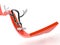 Carabiner character sliding on red arrow