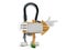 Carabiner character with wooden arrow sign