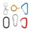 Carabiner clasps various round  oval  triangle design realistic set. Bracelet  pendant  necklace locks