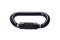 Carabiner D-Shaped in black color selective focus.