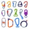 Carabiner or Karabiner as Clip and Shackle Vector Set