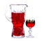 A carafe of homemade wine with glasses