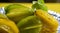 Carambola fruits in natural state on blurred background