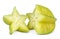 Carambola or starfruit on white