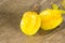 Carambola on wooden table.Fruit for health.Close up.