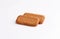 Caramel biscuits on white background