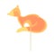 Caramel candy on a stick in the form of a fox.