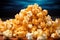 Caramel-covered popcorn tasty dessert background