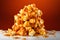 Caramel-covered popcorn tasty dessert background