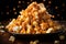 Caramel-covered popcorn tasty dessert background