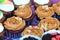 Caramel cupcakes background