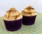 Caramel cupcakes on floral print