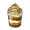 Caramel dessert in a glass jar sketch in color