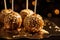 Caramel Glazed Apples with Toppings. Festive holiday food