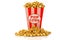 Caramel popcorn in a decorative paper popcorn cup