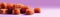 Caramels Standing On Gradient White Purple Background Wide Panoramic. Generative AI