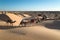 Caravan of camels in the Sand dunes desert of Sahara