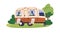 Caravan, camper trailer for summer holiday travel, camping in campervan. RV, recreational vehicle, van, home on wheels