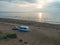 Caravan Camping Sunset beautiful landscape beach sand dunes near Melbystrand Laholm Sweden coast outdoor Lifestyle