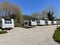 Caravan campsite with travel trailers in a row. Riva, Istanbul, Turkey - April 04, 2022